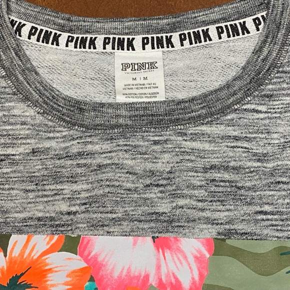 Victoria’s Secret Pink Tropical Floral Graphics CREWNECK Sweatshirt Medium - Picture 5 of 9